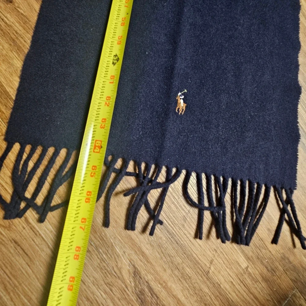 Polo Ralph Lauren 100% Wool Scarf Embroidered Pony Logo Italy Quiet Luxury